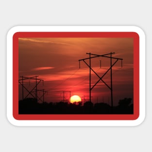 Power Line Sunset silhouette Sticker